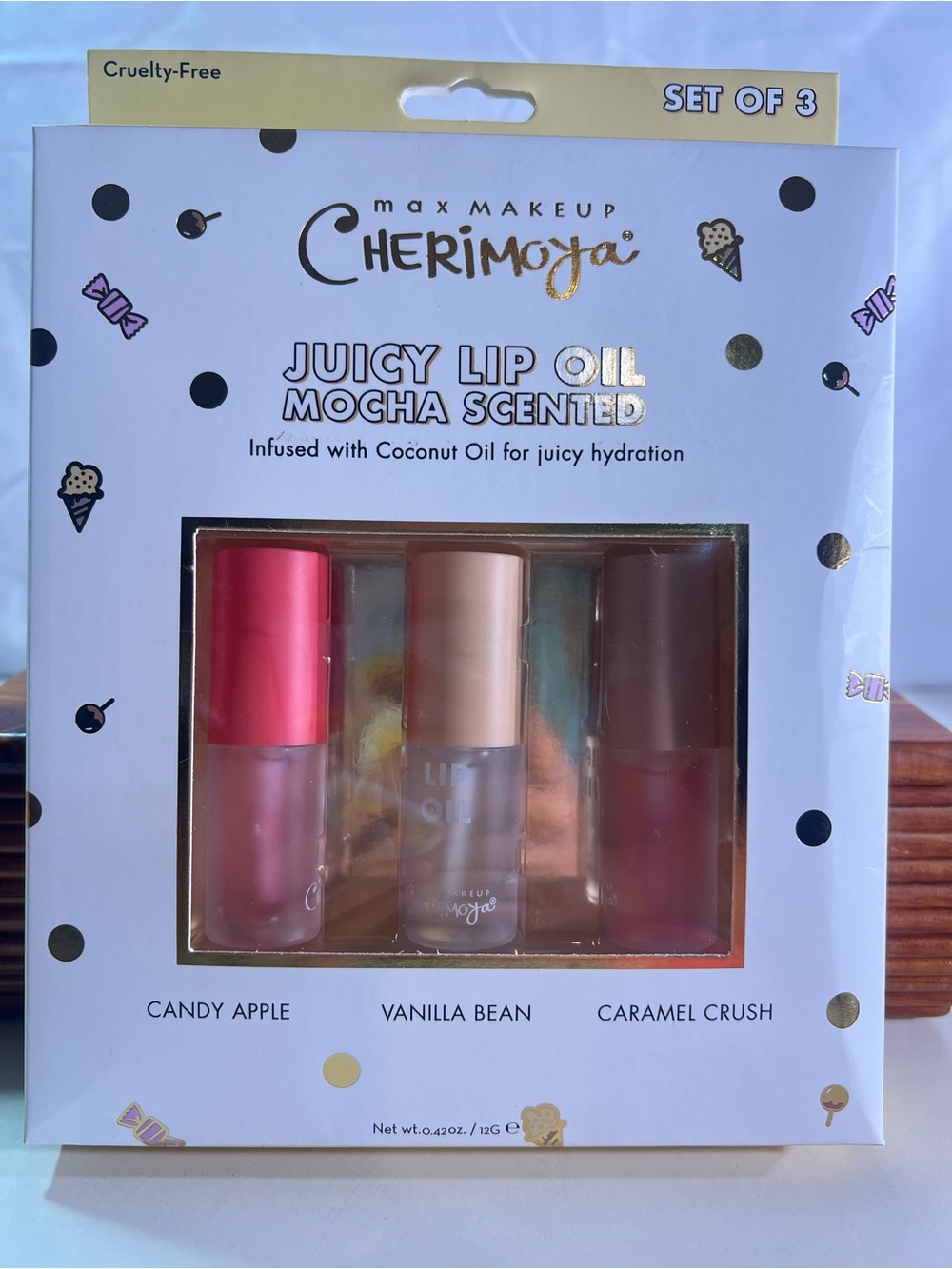 Max Makeup Cherimoya Juicy Lip Oil Set of 3